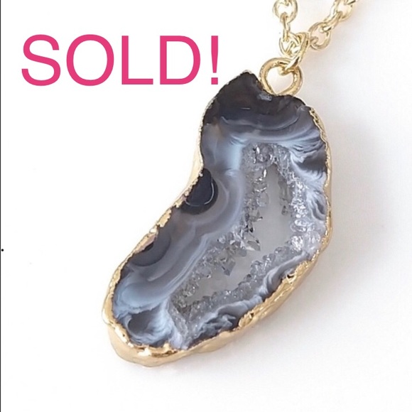 Jewelry - SOLD! Gold Plated Druzy Sliced Geode